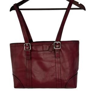 Coach F0849-F12609 Large Bergundy Leather Tote Silver Hardware - Flawed